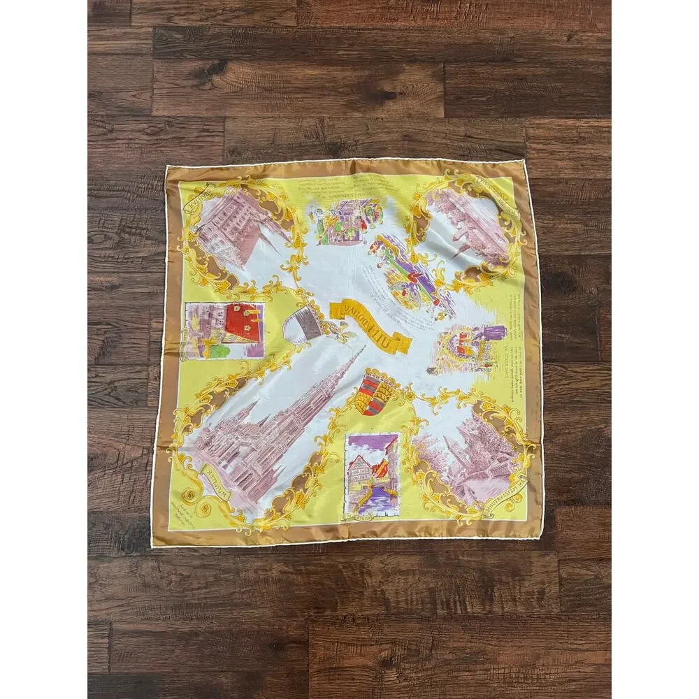 Vintage Dresser Accessory Souvenir Scarf - Ulm Germany Landmark Travel Square